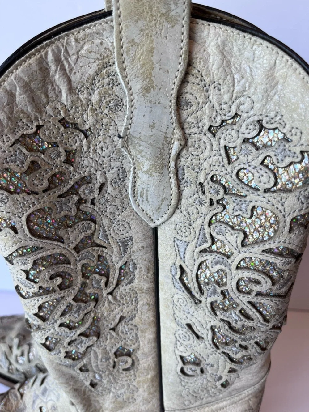 Corral White Glitter Inlay Cowgirl Western Boots